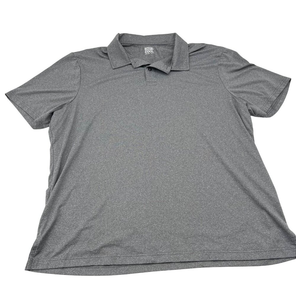 32 Degrees Cool Mens Heathered Gray Polo Shirt XXL‎ Polyester/Spandex Blend
